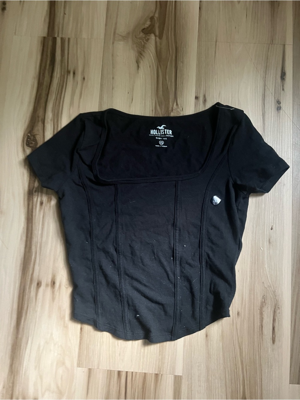 Hollister Black Short Sleeve Square Neck Tee